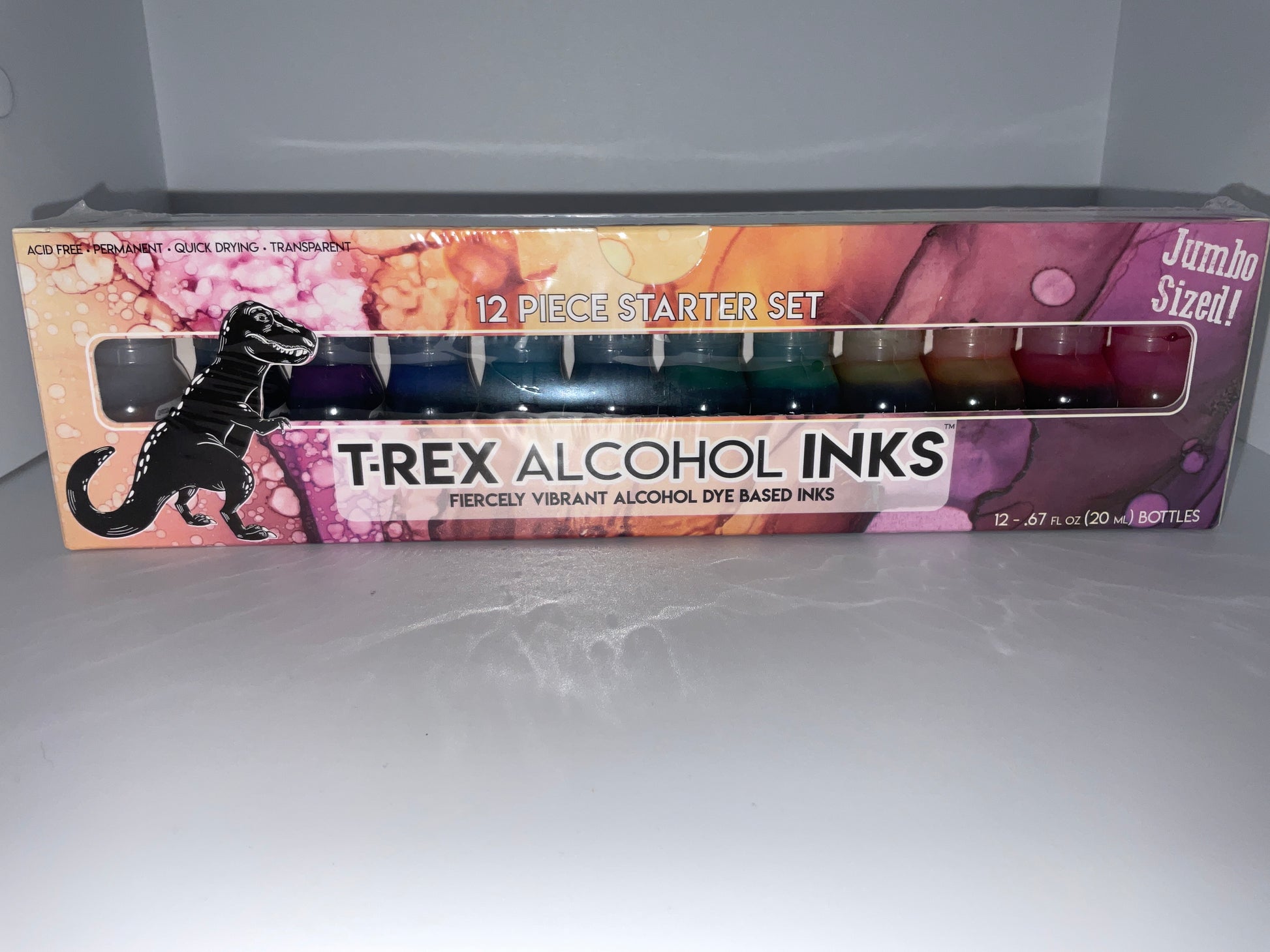 12-pack Alcohol Ink Starter Set 12 Jumbo 20ml Bottles W/ 11 Fiercely  Vibrant Colors & 1 Clear Blender for Alcohol Ink Art T-REX INKS 